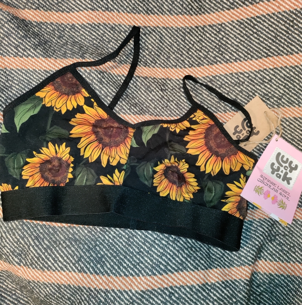 Nwt Lucy & Yak Sunflower Small Bra Bralette crop top cotton bamboo Ruby